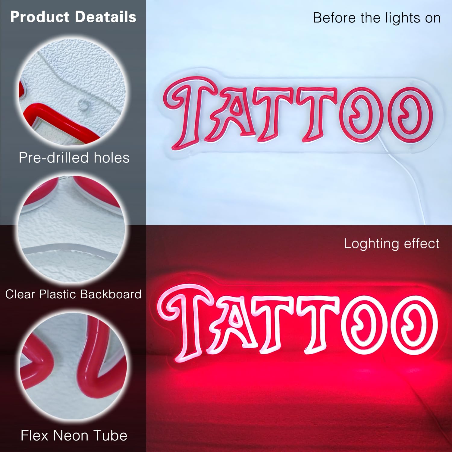 タトゥー  ネオンサイン Amazon.co.jp: TATTOO ネオンサイン 壁装飾 TATTOO 20 * 6.7